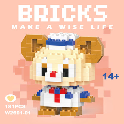 Disney 108 style Stitch LinaBell StellaLou Building Blocks Princess Cartoon Figrues Bricks Children's Assembly Toys Model Gift