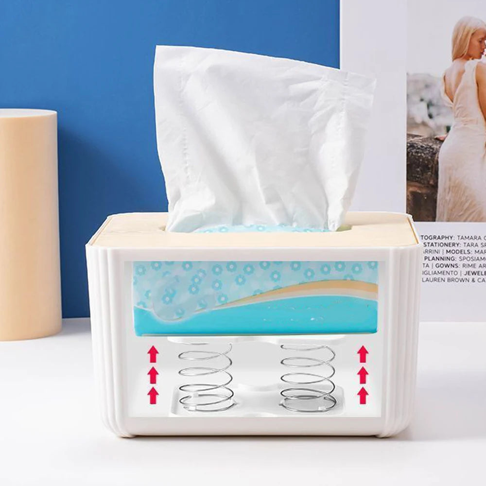 Automatic Tissue Box Tissue Dispenser Spring Loaded Tissue Holder Office Home Kitchen Toilet Bracket Organizer for Living Room