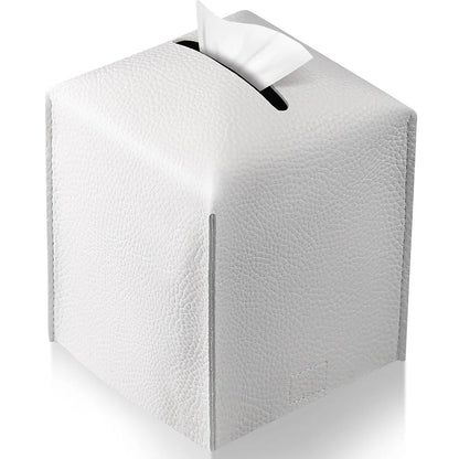 Modern PU Leather Square Tissue Box Cover Holder-Decorative Holder/Organizer for Bathroom Vanity Countertop, Night Stands,Office