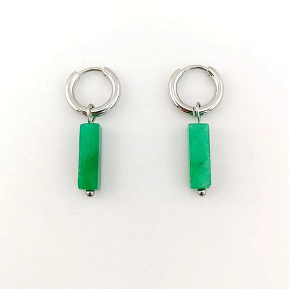 HUIDANG Earrings With Stones Boucles d'oreilles Square Natural Stones Small Hoops Earrings Woman New Trend 2025