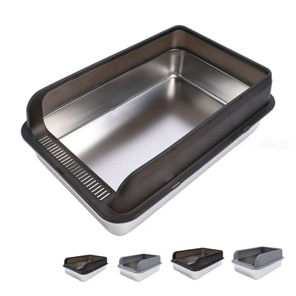 Stainless Steel Litter Box Stainless Steel Cat Litter Box Odorless Spacious Easy To Clean High Strength with Lid for Large Cats