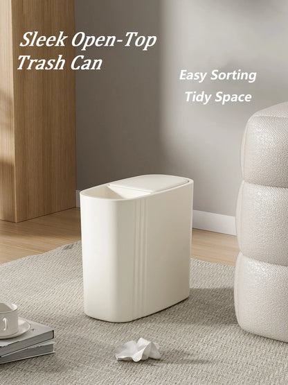 Large Capacity Bathroom Trash Can with Lid Odor-Sealing Oval Plastic Garbage Can for Kitchen, Bathroom, Bedroom, Living Room