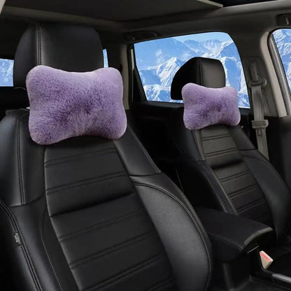 Winter Car Seat Neck Rest Pillow Plush Car Headrest Plush Cushion Warmth And Comfort Universal Lumbar Pillow Support Accessories