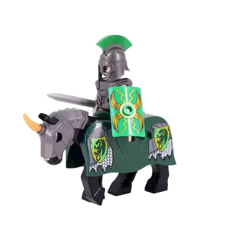 Medieval Knight Figure Building Blocks Roman Rohan Temple Soldier Infantry Commander Mount War Horse Wolf Orc Boy Toy Gift S009