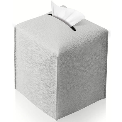 Modern PU Leather Square Tissue Box Cover Holder-Decorative Holder/Organizer for Bathroom Vanity Countertop, Night Stands,Office