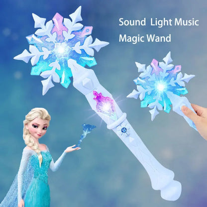 Disney Frozen Elsa Snowflake Wand with Sound Glowing Anime Cosplay Props Light Up kids Toy Elsa Girls Princess Christmas Gifts