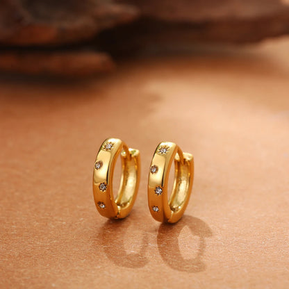 New Fashion CZ Zircon Mini Tiny Hoop Earrings for Women Gold Plated Circle Huggie Hoops Ear Buckle Cartilage Piercing Jewelry