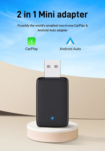 2025New Wired to Wireless Carplay Android Auto 2in1 Mini Adapter Dongle Auto Connect Plug&Play Bluetooth WiFi Universal Mini Box