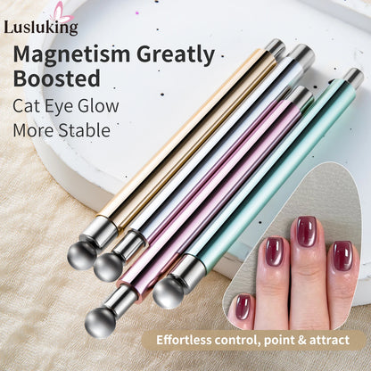 Cat Eye Nail Art Magnetic Tool Cylindrical Stick with Ball Magnet Manicure Accessory for Glass Bead Effects Fits UV Gel Polish