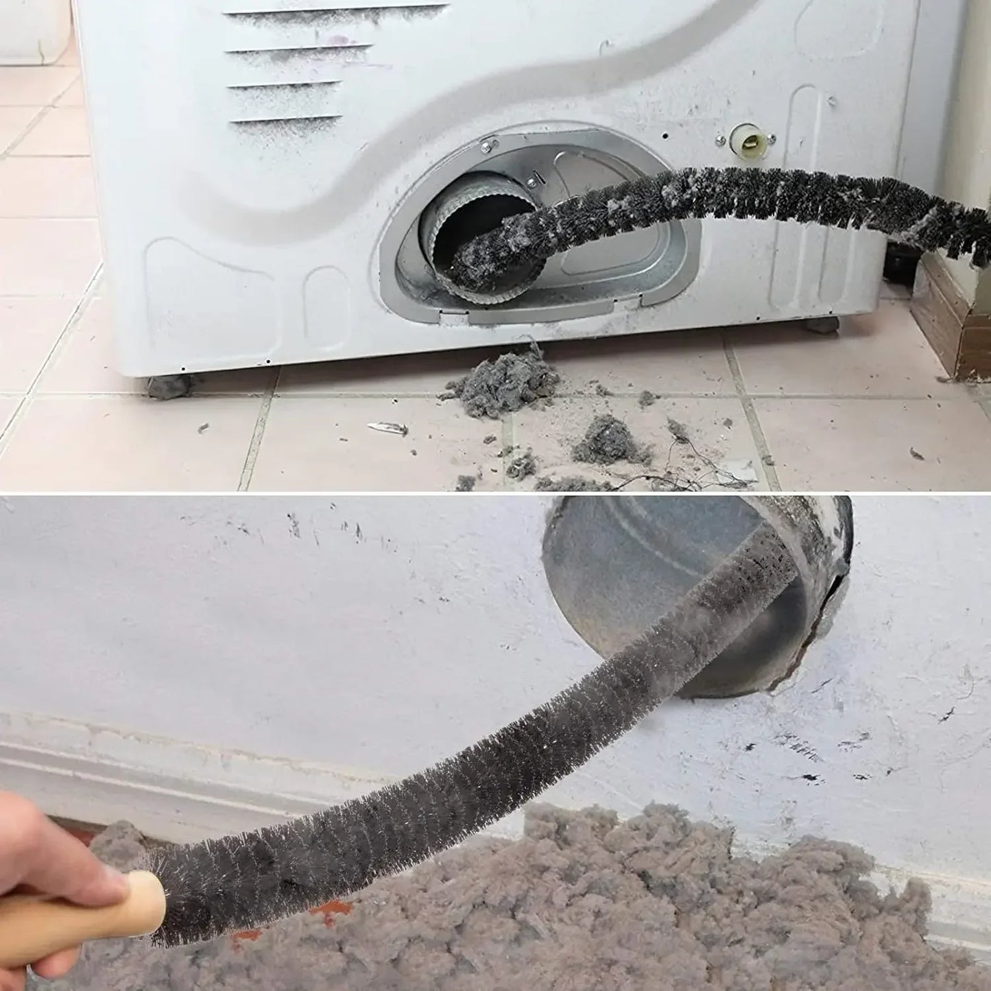 Flexible Dryer Vent Brush with Wood Handle for Removing Lint Refrigerator Coil Corner Gaps Cleaning Brush Bathroom Kitchen Clean