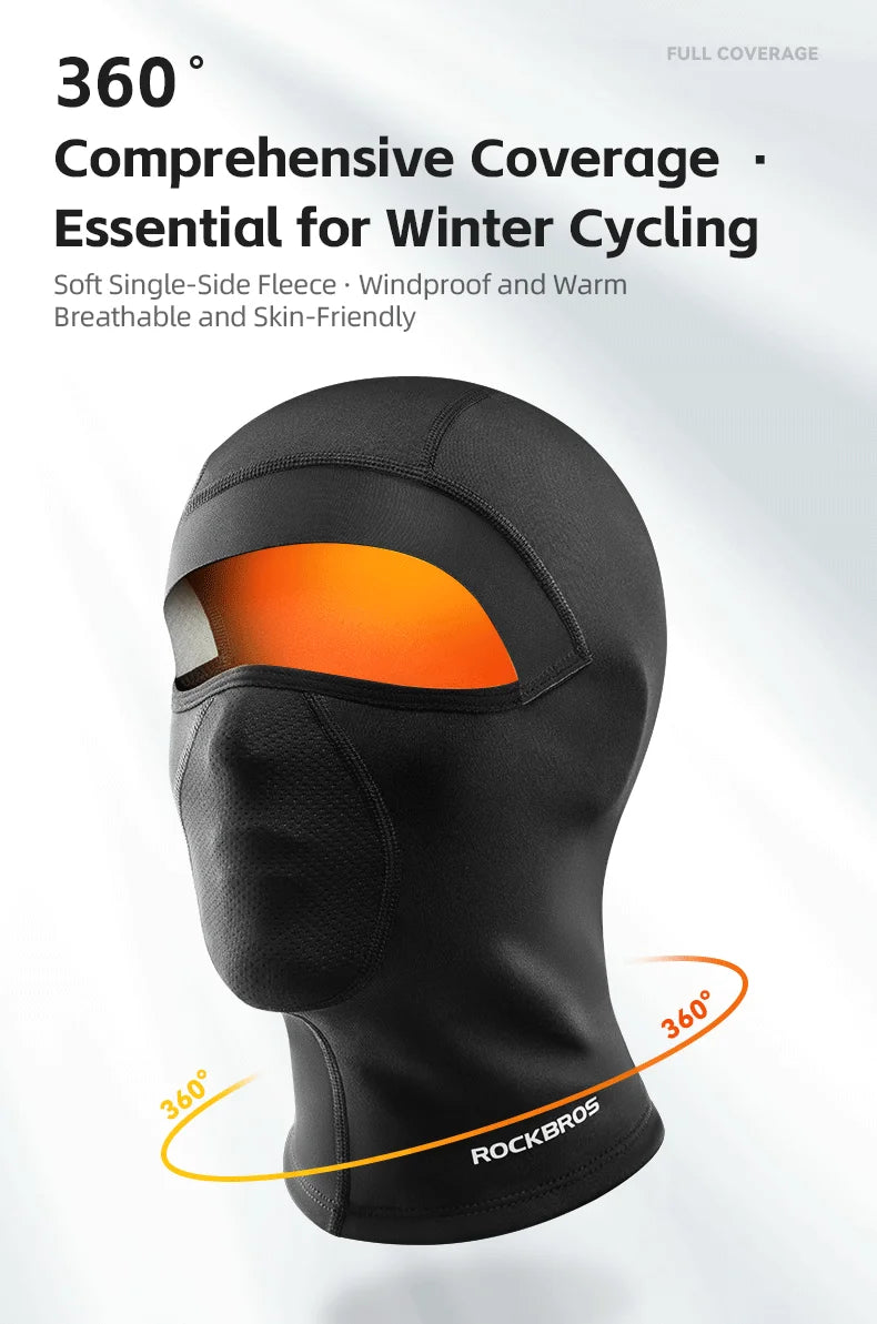 ROCKBROS Keep Warm Bicycle Full Face Mask Winter Windproof Fleece Cycling Head Caps Mask Balaclava Ski Motorcycle Bike Headgear
