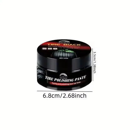 Tire polishing wax, shiny black, restores tire gloss and enhances tire appearance, preventing oxidative cracking and aging