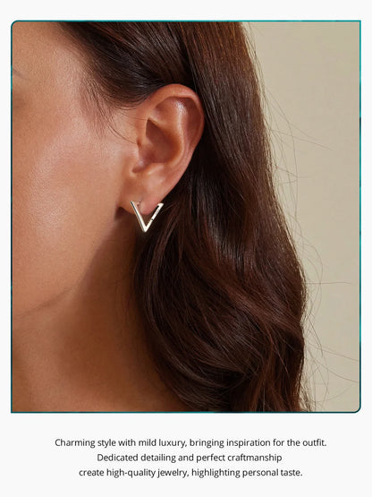 BAMOER 925 Sterling Silver Small Triangle Earrings for Women Geometric Hoop Earrings Hypoallergenic Earrings for Women Girls