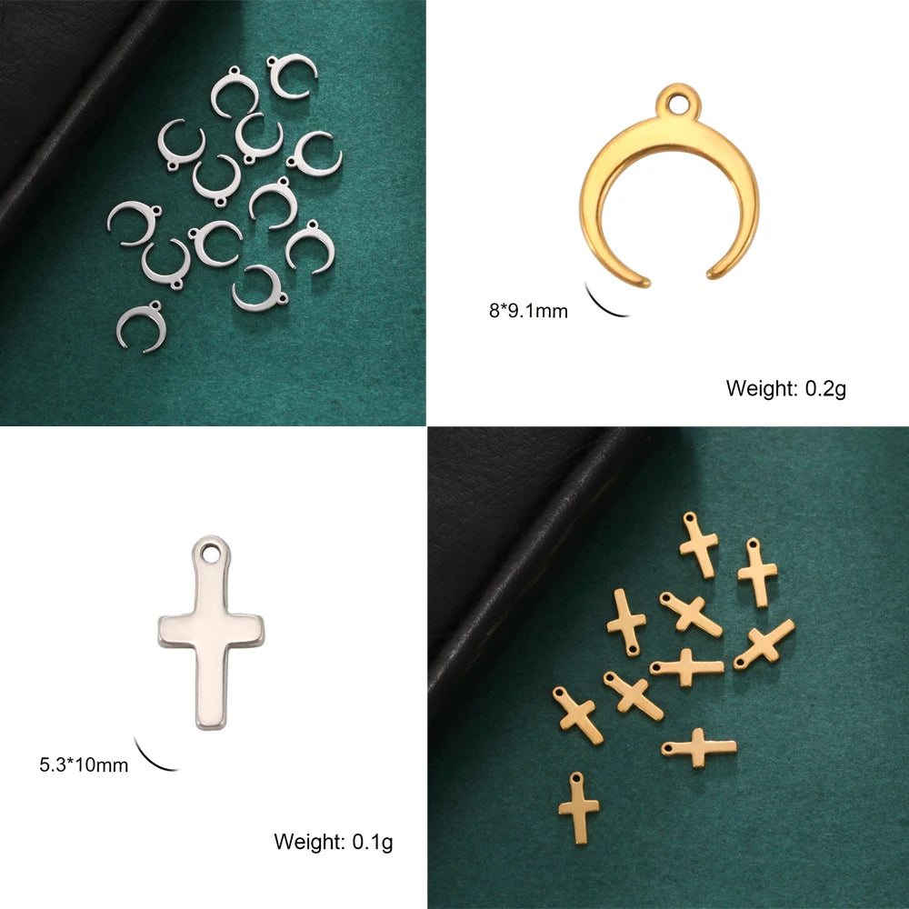 5pcs Stainless Steel Tree of Life Charms for Jewelry Making Moon Cross Butterfly Snake Pendant Tiny Charm Bracelet Earrings DIY