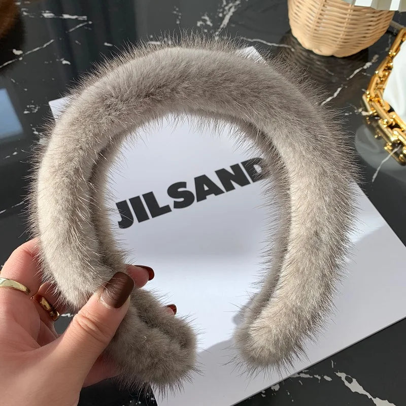 2025 Hot Sale Women Luxury winter 100% Real Mink Fur Headbands High Quality Real Fur Hair Band Lady Fashion Hair Hoop Furry Gift