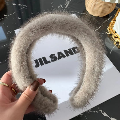 2025 Hot Sale Women Luxury winter 100% Real Mink Fur Headbands High Quality Real Fur Hair Band Lady Fashion Hair Hoop Furry Gift