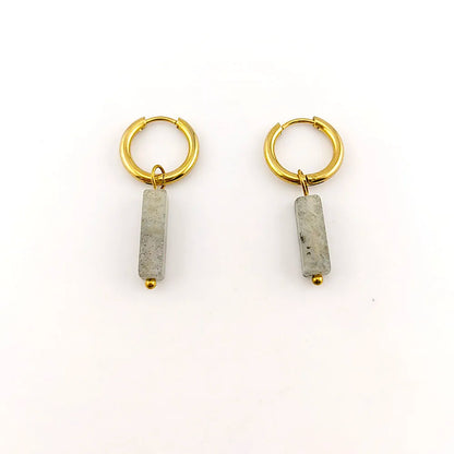 HUIDANG Earrings With Stones Boucles d'oreilles Square Natural Stones Small Hoops Earrings Woman New Trend 2025