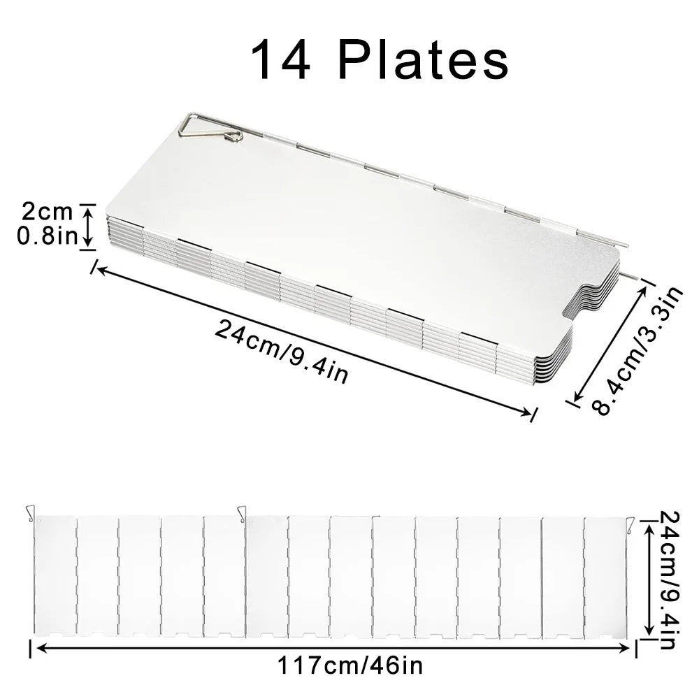 8/9/10/12/14/16 Plates Folding Camping Stove Windshield Gas Stove Wind Shield Lightweight Outdoor Picnic Cooker Wind Screen
