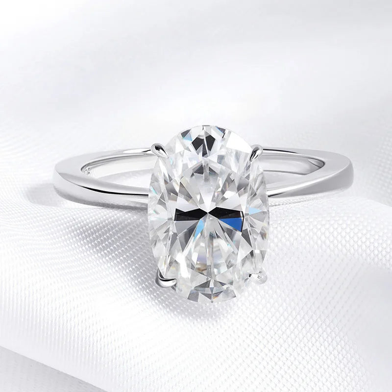Certified 4.5CT Oval All Moissanite Ring 925 Sterling Silver for Women Sparkling Lab Diamond Engagement Wedding Band Jewelry GRA