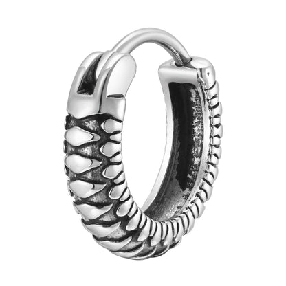 Vnox Black Snake Textured Hoop Earrings for Men, Hypoallergenic Metal Stainless Steel Animal Male Boys Earring,Cool Gift for Him