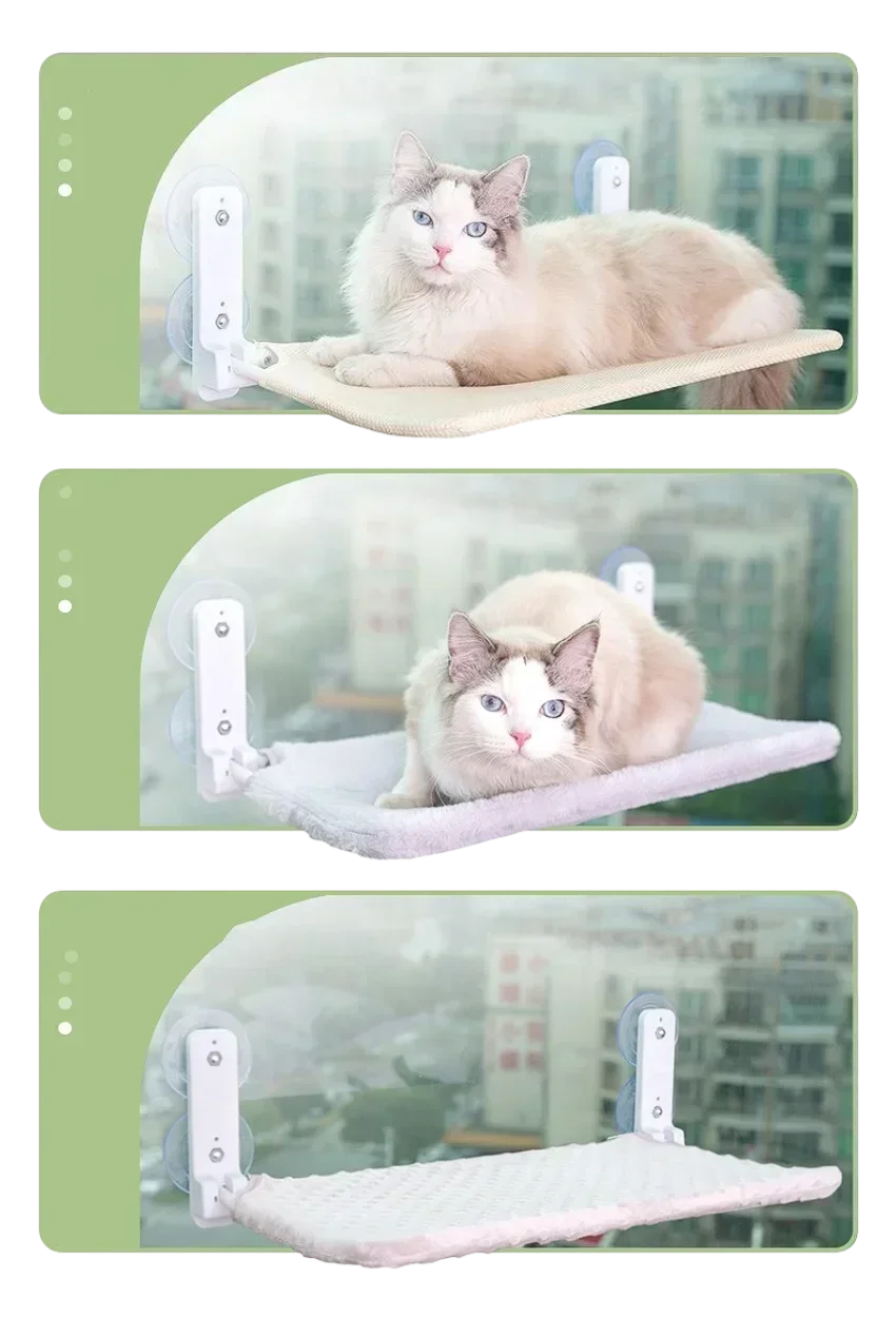 Cordless Cat Hammock for Sunbathing Hanging Cat Bed Summer Suction Cup Glass Mounted Foldable Breathable Cat Bed Frame Supplies