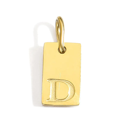 Polished Stainless Steel Square Gold Color Pendant Hang 26 Letters DIY Bracelet Pet Collar Necklace Jewelry Making