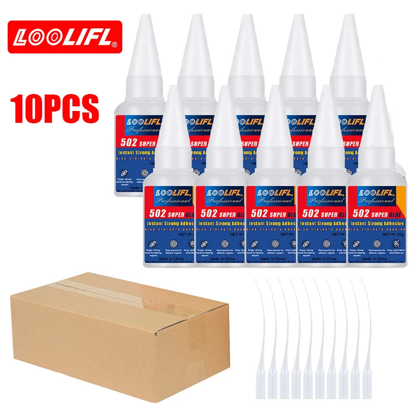 LOOLIFL Professional 502 Fast Glue Waterproof Universal Repair Adhesive Food Safe CA Glue for Plastic Wood Metal Ceramics Glass