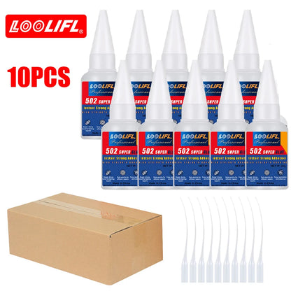 LOOLIFL Professional 502 Fast Glue Waterproof Universal Repair Adhesive Food Safe CA Glue for Plastic Wood Metal Ceramics Glass