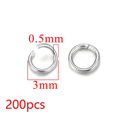 100-200pcs/lot 3/4/5/6/7/8/10mm Stainless Steel Gold Plated Jump Ring Connector for Diy Jewelry Making Accessories Wholesale