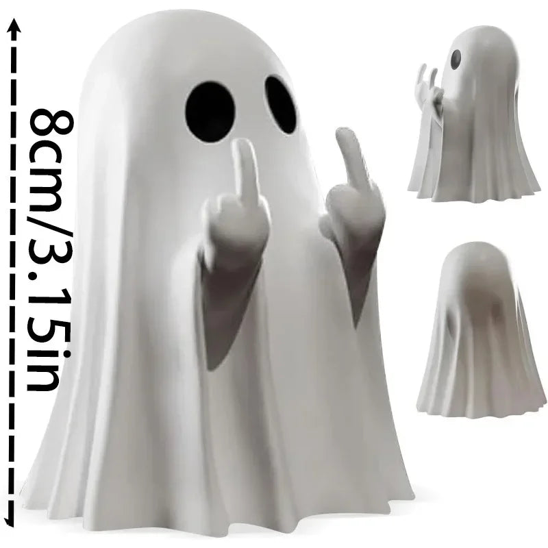 Car Decorate Luminous Middle Finger Cute Ghost Statue Small Scary Ghost Figurines Halloween Decoration Home Table Ornaments