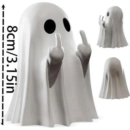 Car Decorate Luminous Middle Finger Cute Ghost Statue Small Scary Ghost Figurines Halloween Decoration Home Table Ornaments