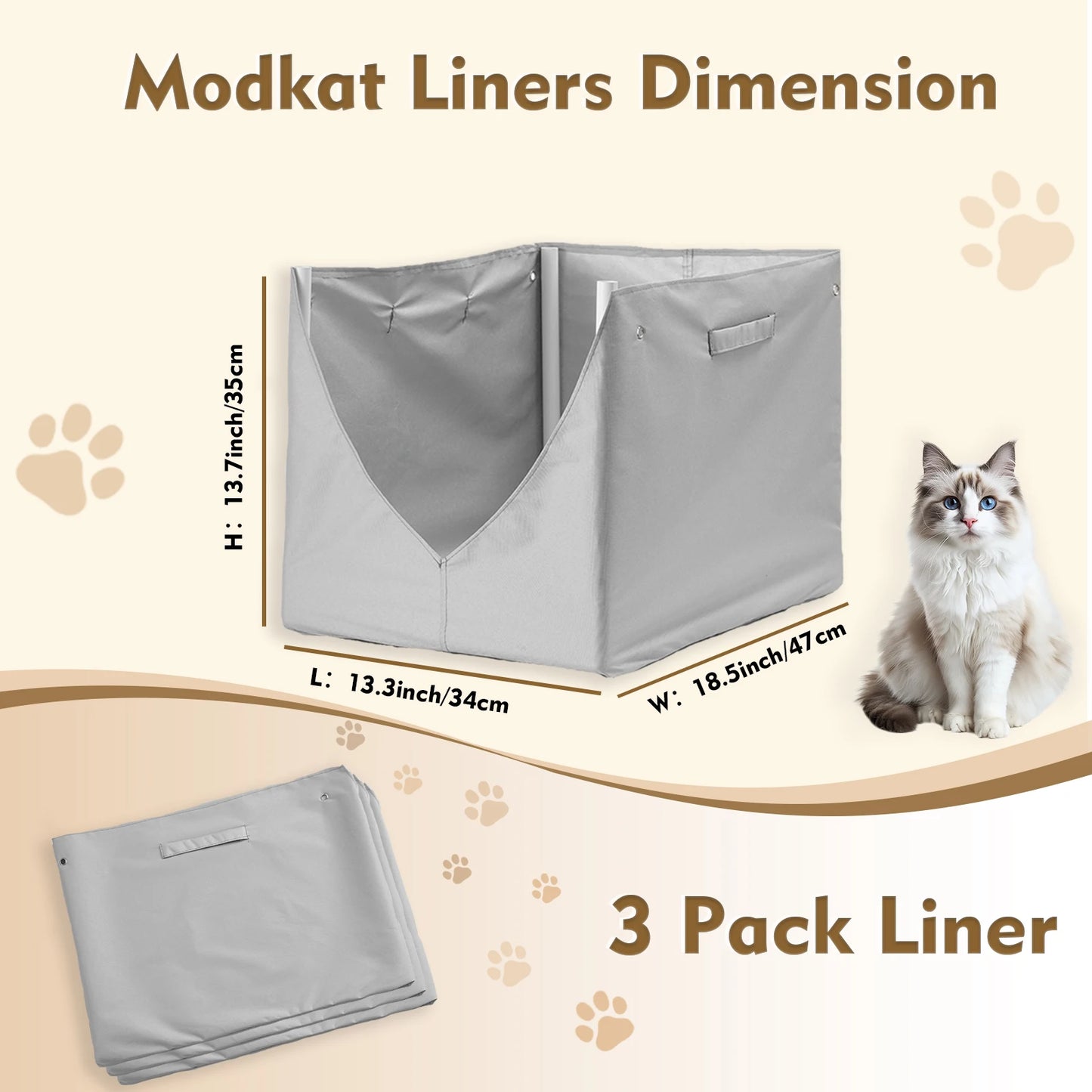3PCS Liner F Compatible with Modkat Flip Litter Box Reusable Liners for Flip Litter Box Liner F for Cat Litter Box