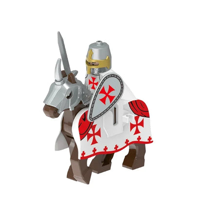 Medieval Knight Figure Building Blocks Roman Rohan Temple Soldier Infantry Commander Mount War Horse Wolf Orc Boy Toy Gift S009