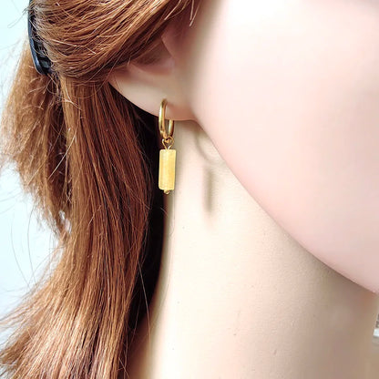 HUIDANG Earrings With Stones Boucles d'oreilles Square Natural Stones Small Hoops Earrings Woman New Trend 2025