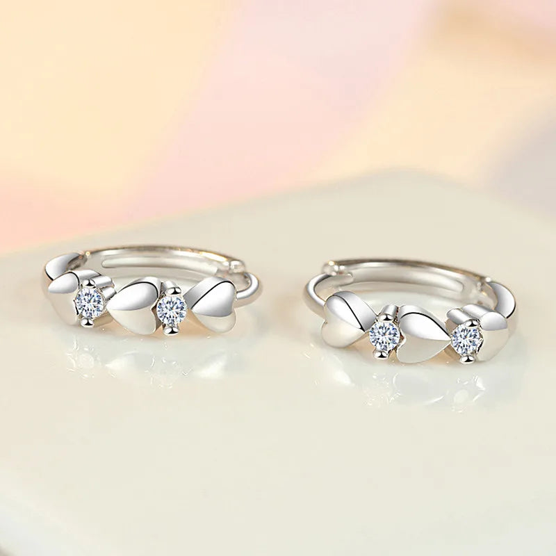 Huitan Cute Heart Small Hoop Earrings Women 3 Metal Colors Trendy Girls Ear Circle Earrings Fancy Accessories Statement Jewelry
