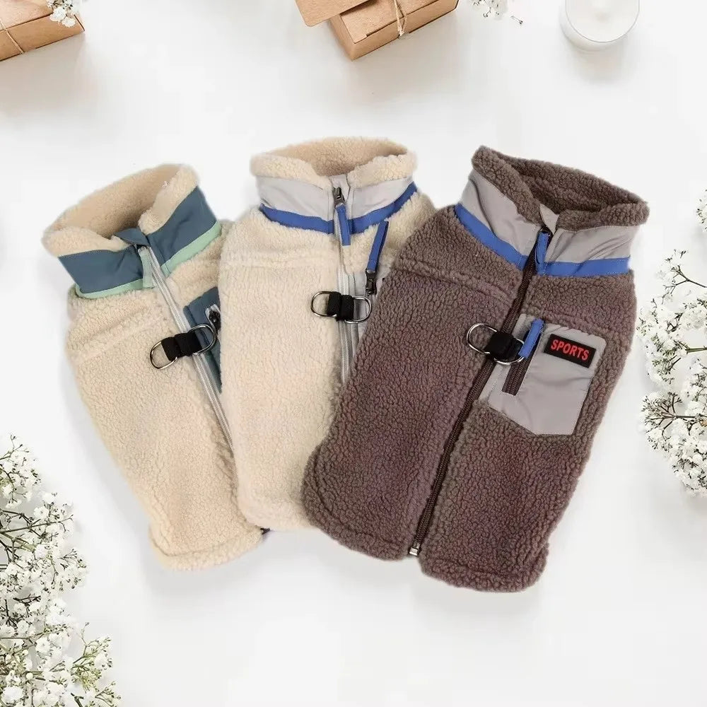 Cute Warm Dog Vest Thickened Sherpa Lined Teddy Schnauzer Clothes with Zipper Puppy Vest Dog Apparel