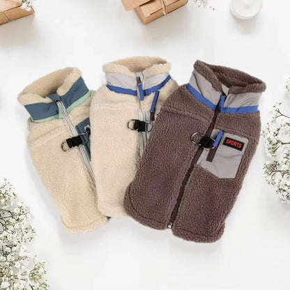 Cute Warm Dog Vest Thickened Sherpa Lined Teddy Schnauzer Clothes with Zipper Puppy Vest Dog Apparel