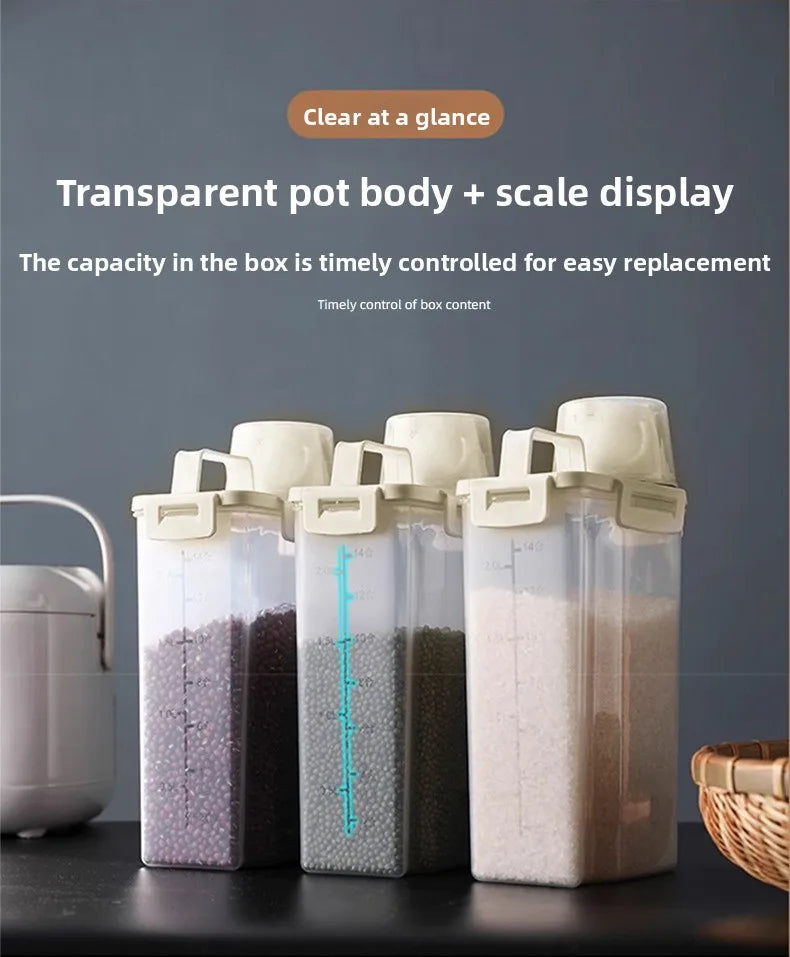 1.75/ 2.5/3L Food Grade Grain and Miscellaneous Grain Storage Box, Rice Bucket Storage Tank, Sealing Tank, Kitchen Utensil New