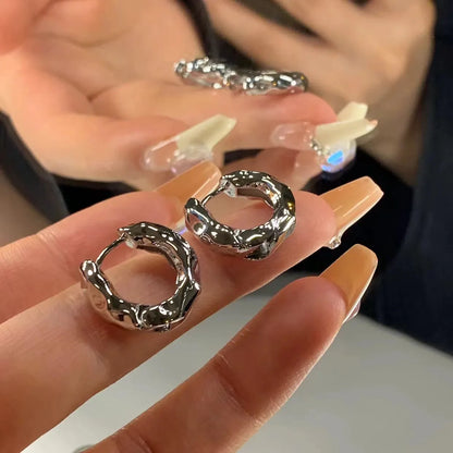 Trendy 925 Sterling Silver Circle Hoop Earrings for Women Real Silver Jewelry Fashion Earrings