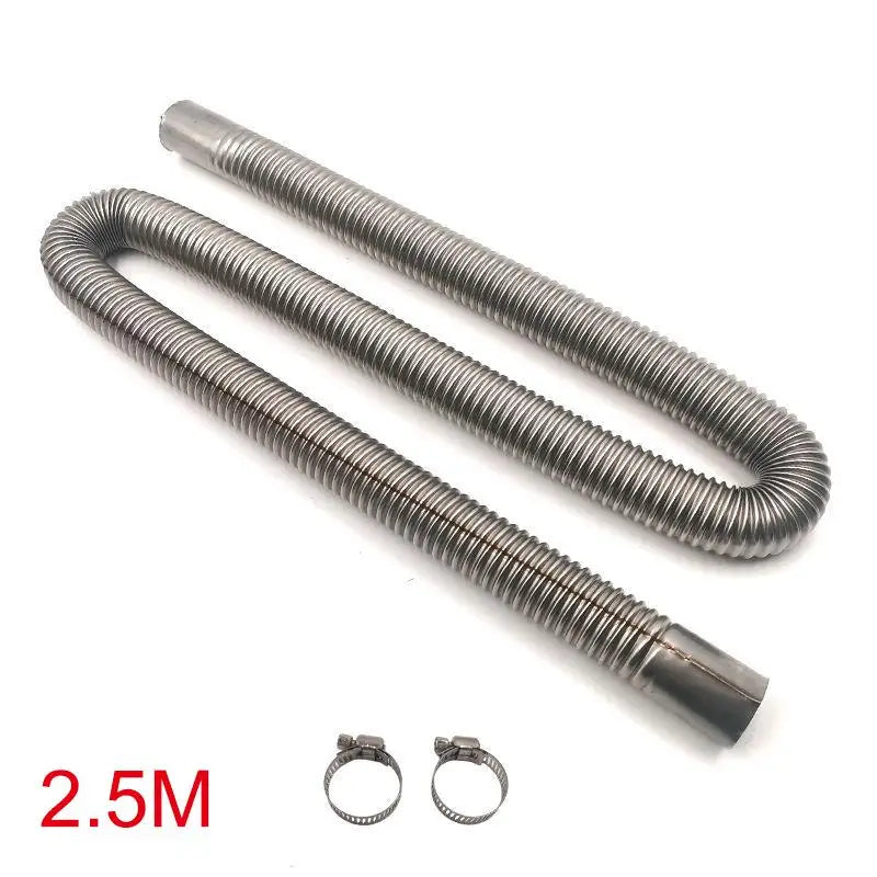 Vent Hose 60-300cm Stainless Steel Tube For Car Air Heater With Hose Clamp