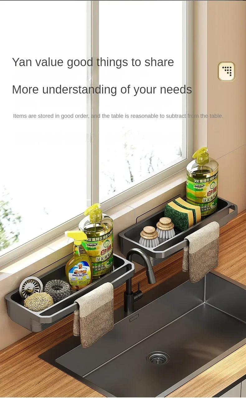 Drain Rack Kitchen Sink Organizer Self-draining Shelf Sponge Holder Dishcloth Faucet Storage Soap Drainer Kitchen Accessories