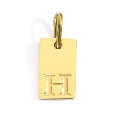 Polished Stainless Steel Square Gold Color Pendant Hang 26 Letters DIY Bracelet Pet Collar Necklace Jewelry Making