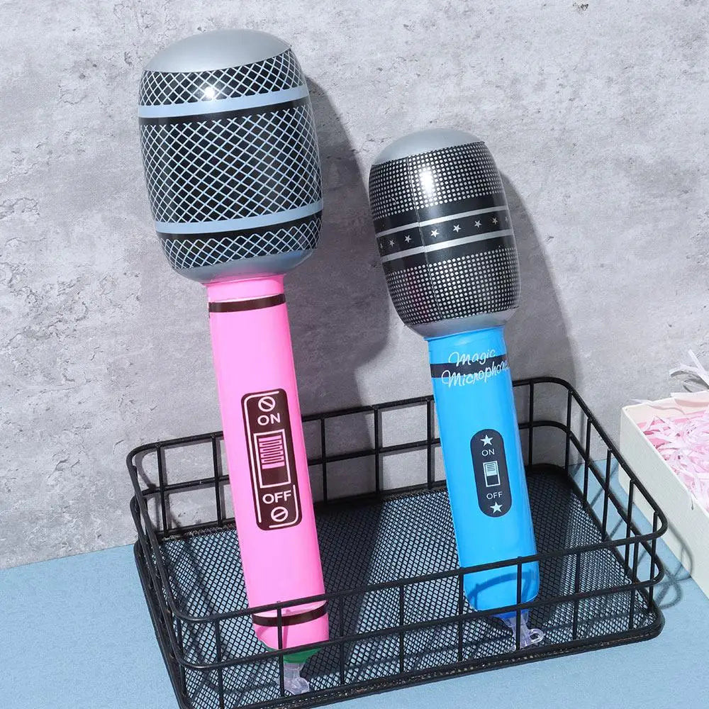12Pcs Inflatable Microphones Blow Up Inflatable Microphone Props Toys for Musical Concert Themed Party Birthday Toys Decoration