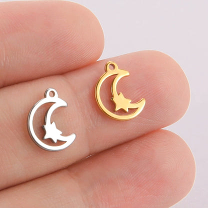 5pcs Stainless Steel Tree of Life Charms for Jewelry Making Moon Cross Butterfly Snake Pendant Tiny Charm Bracelet Earrings DIY