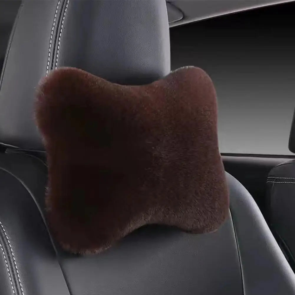 Winter Car Seat Neck Rest Pillow Plush Car Headrest Plush Cushion Warmth And Comfort Universal Lumbar Pillow Support Accessories