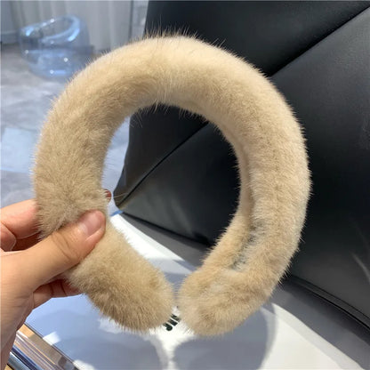 2025 Hot Sale Women Luxury winter 100% Real Mink Fur Headbands High Quality Real Fur Hair Band Lady Fashion Hair Hoop Furry Gift