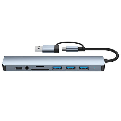 8 in 2 USB +Type C HUB Docking Station with 3.5mm Audio Jack Adapter Micro SD Card Reader Laptop Tablet Phone Disk Converter