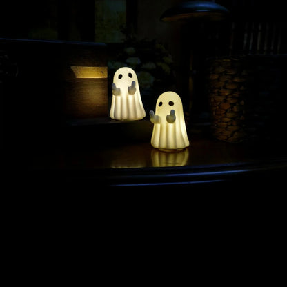 1Pc new cute white ghost party decoration with lighting, courtyard ornaments, study desktop decorations, small ornaments
