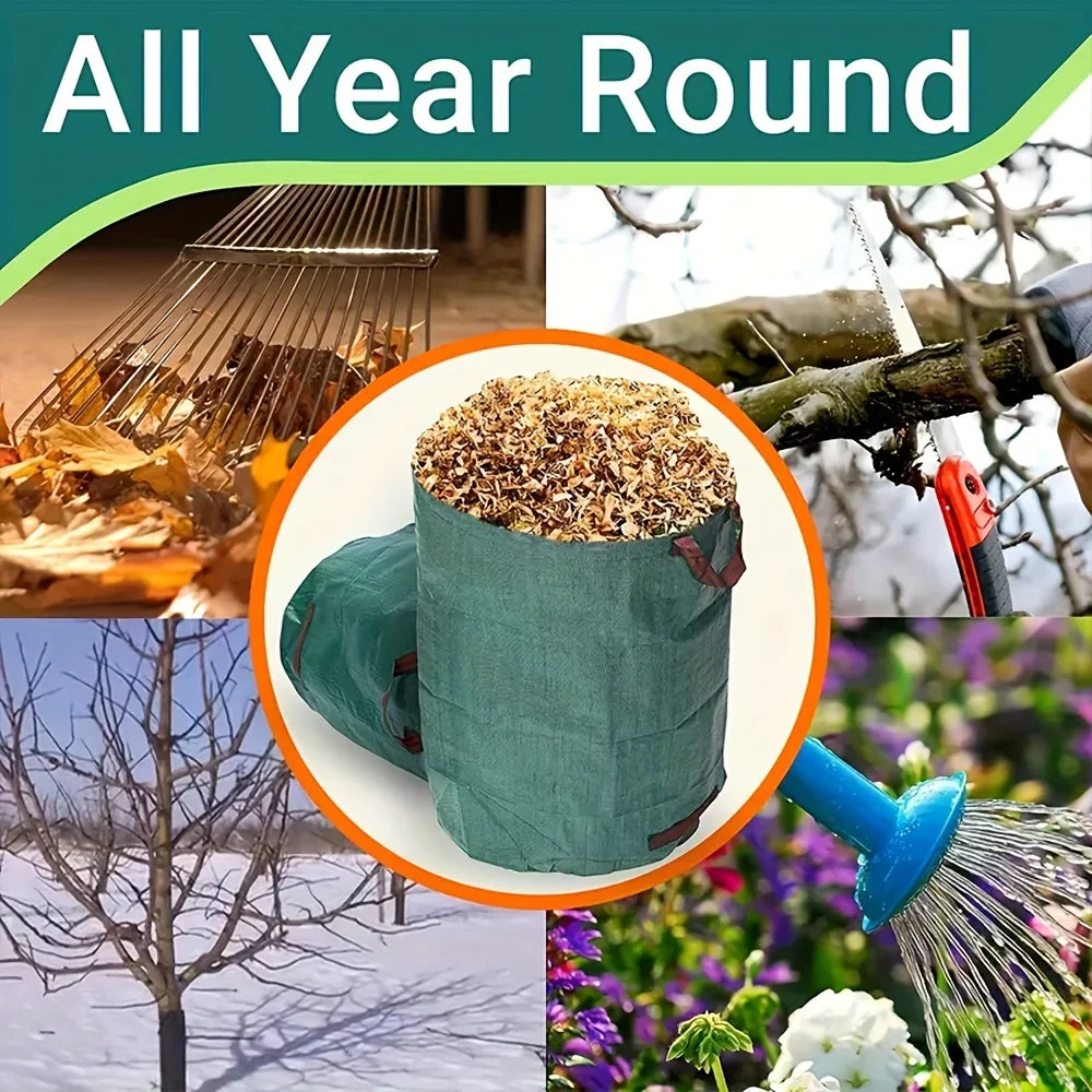 Heavy-Duty PP Garden Waste Bags - Reusable Yard Debris Bags with Industrial Fabric and Handles for Plant, and Leaf Collection