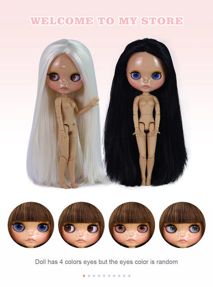 ICY DBS Blyth Doll 1/6 Joint 30cm Brown Skin Glossy Face Toothed Mouth Girl Doll BJD Toy Gift